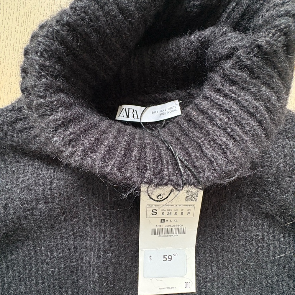 Zara oversized chunky turtleneck sweater NWT